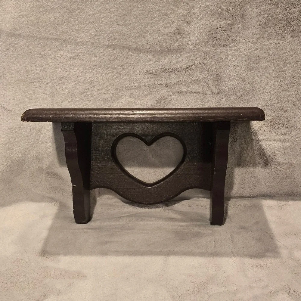 Vintage Rustic Wood Heart Cutout Wall Shelf Brown Farmhouse Floating Decor 12